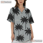 Retro Beach Car Hawaiian Shirt - Palm Tree Sunset Tee Women