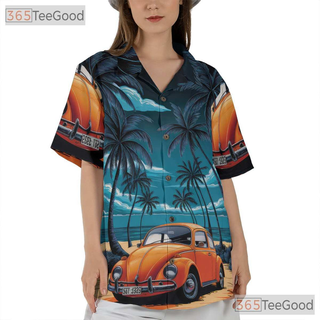 Retro Tropical Palm Hawaiian Shirt - Summer Beach Tee For Men