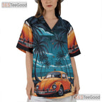 Retro Tropical Palm Hawaiian Shirt - Summer Beach Tee For Men