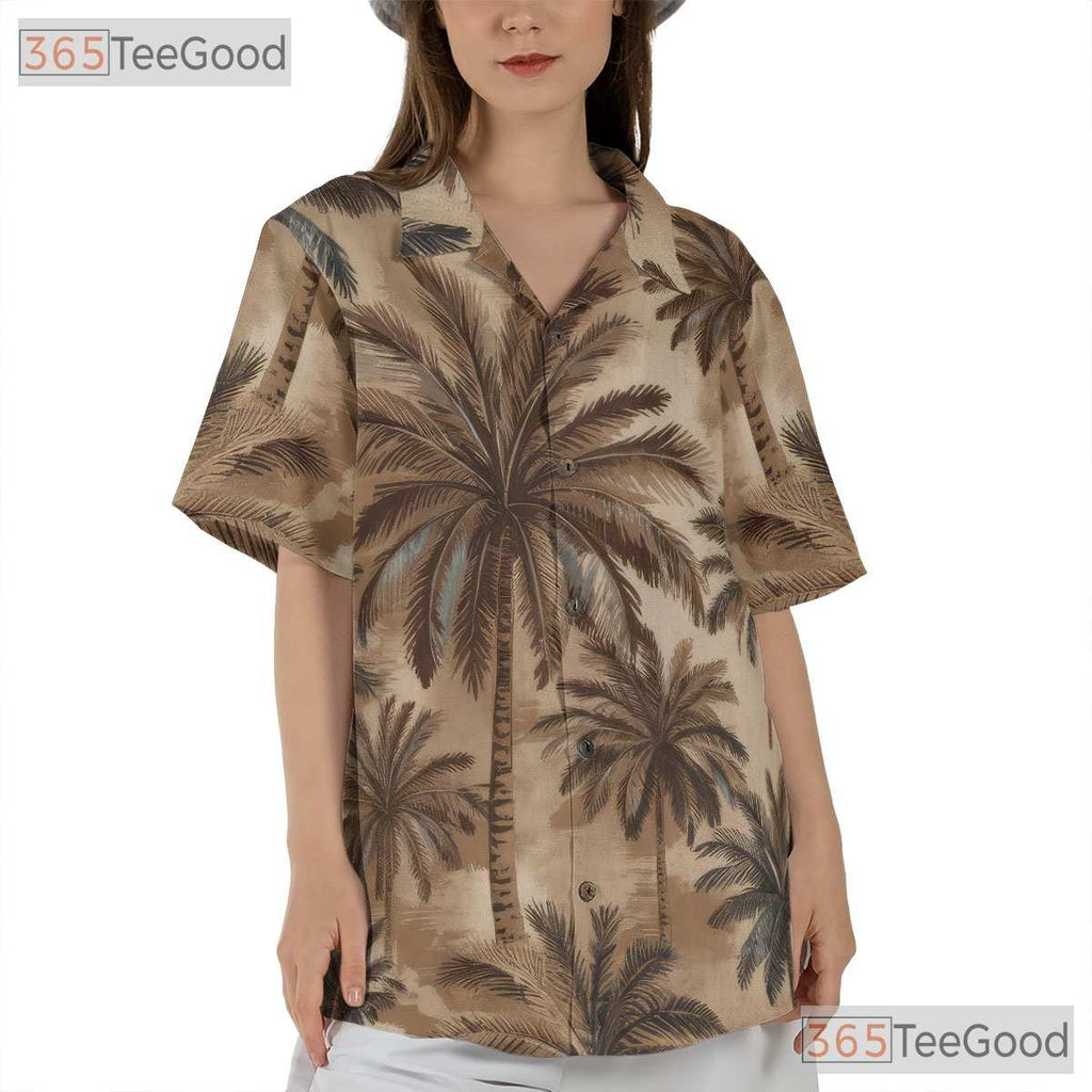 Palm Tree Beach Hawaiian Tee - Tropical Vintage Shirt Adult