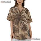 Palm Tree Beach Hawaiian Tee - Tropical Vintage Shirt Adult
