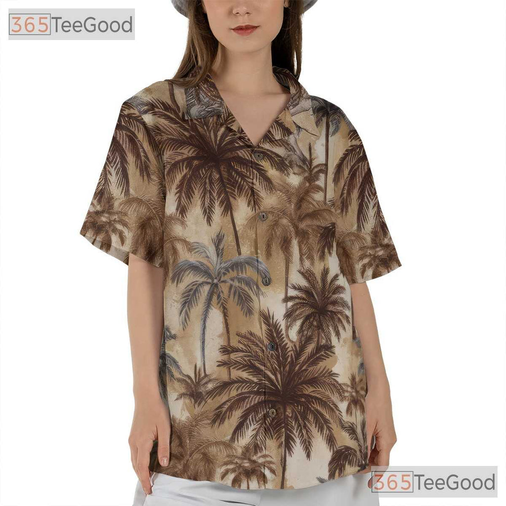 Retro Palm Tree Hawaiian Shirt for Men - Tropical Beach Vacation Tee