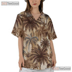 Retro Palm Tree Hawaiian Shirt for Men - Tropical Beach Vacation Tee