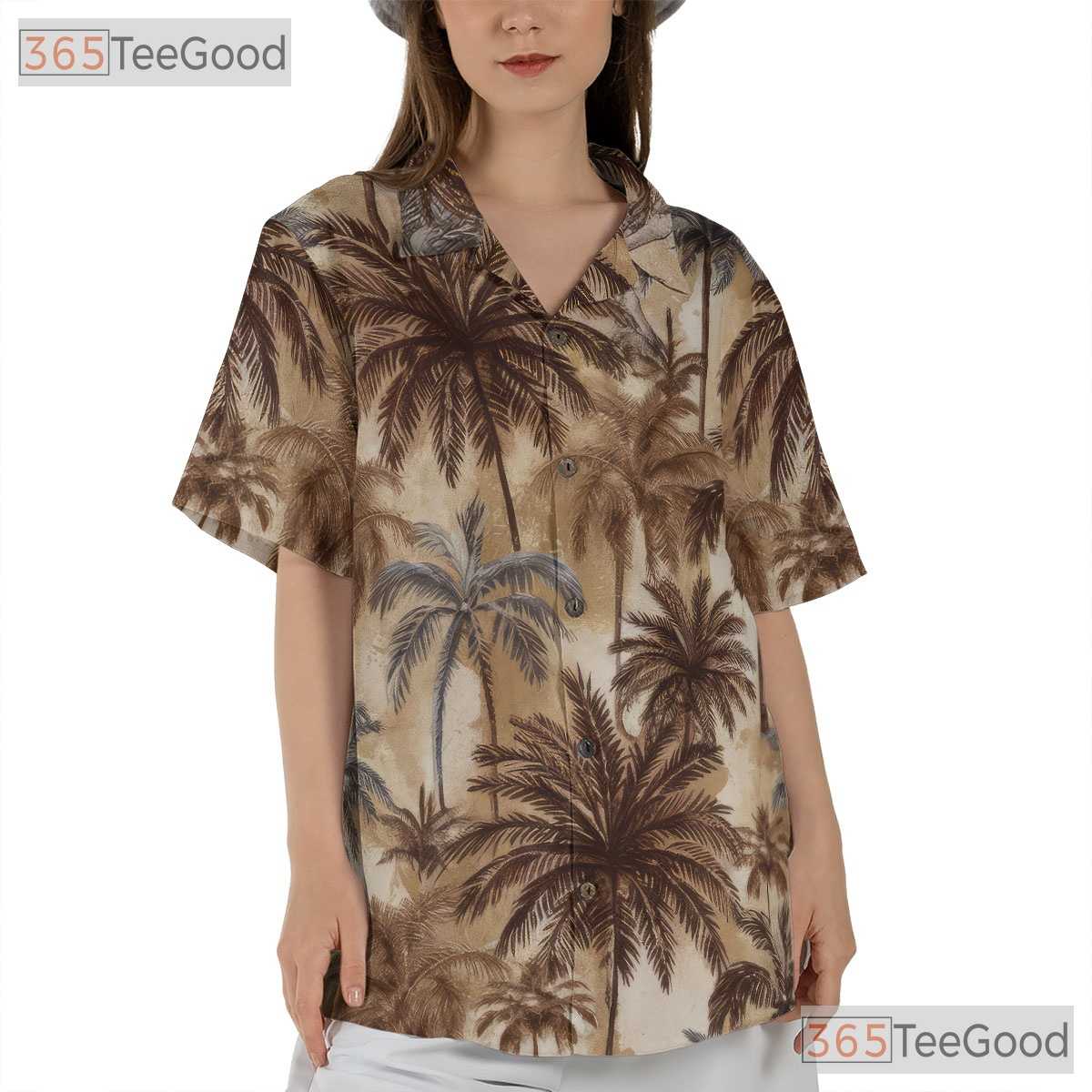 Retro Palm Tree Hawaiian Shirt for Men - Tropical Beach Vacation Tee