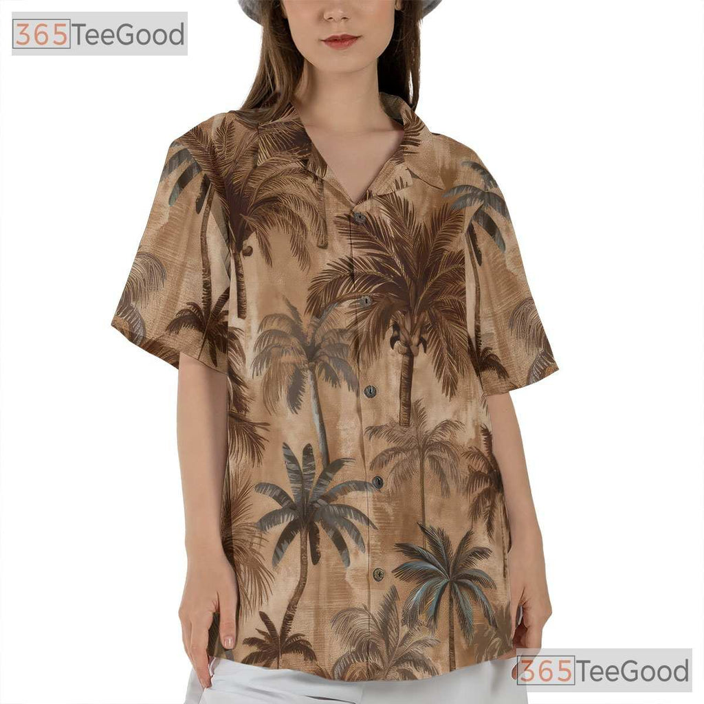 Vintage Tropical Palm Tree Hawaiian Tee - Unisex Retro Summer Beachwear