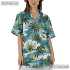 Unisex Palm Leaf Ocean Breeze Hawaiian Tee - Tropical Summer Aloha Shirt