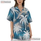 Sky Blue Palm Tree Hawaiian Shirt for Men - Tropical Beach Aloha Style Tee