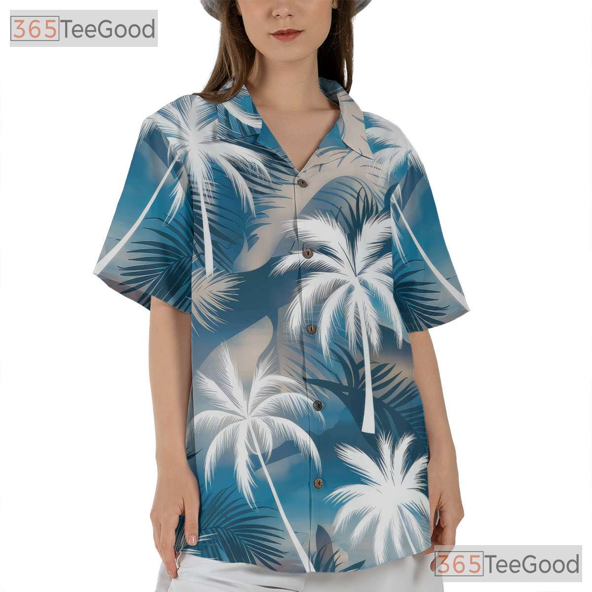 Sky Blue Palm Tree Hawaiian Shirt for Men - Tropical Beach Aloha Style Tee
