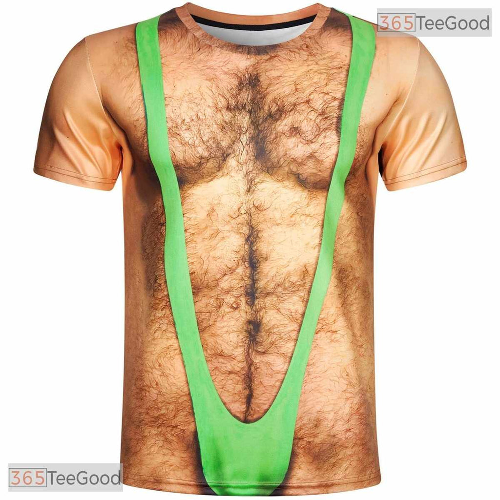 Funny Hairy Chest Fake Abs 3D Printed Costume Novelty Unisex Short Sleeve Tee