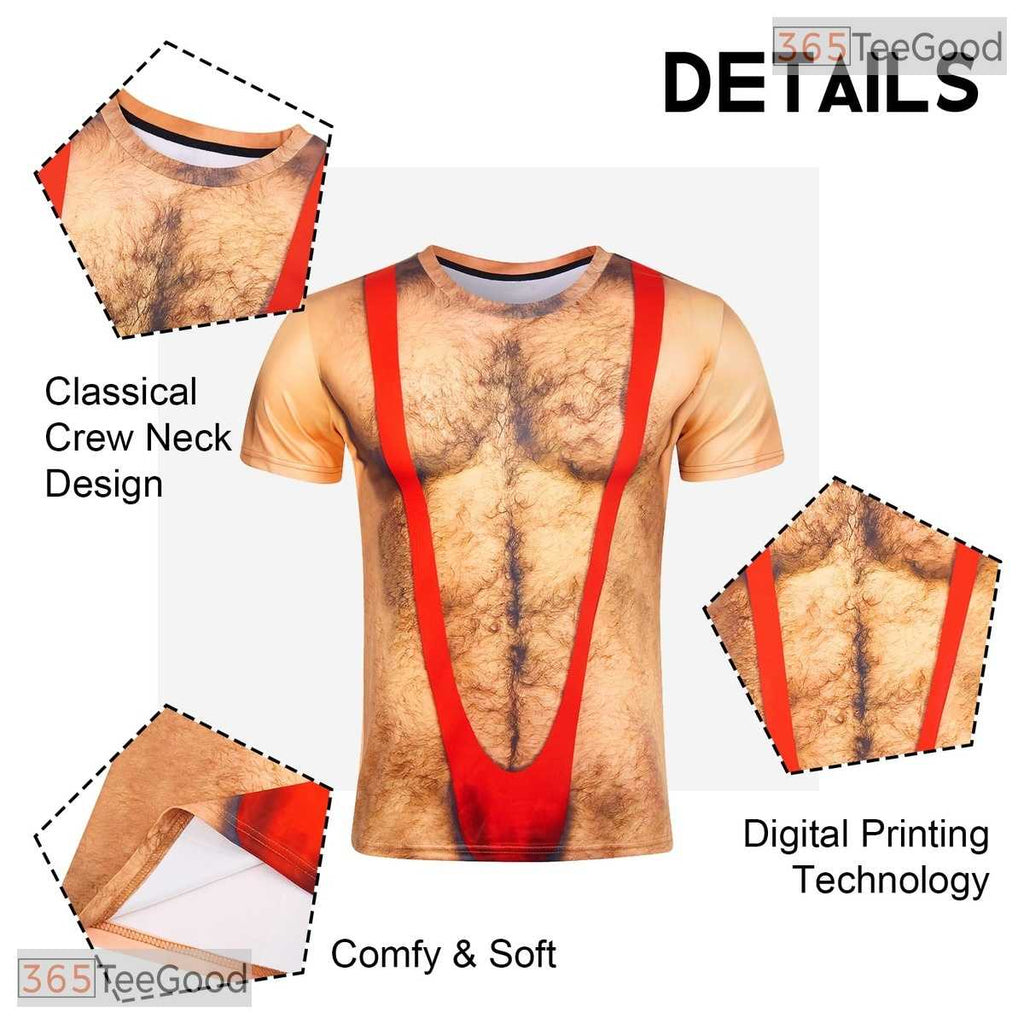 Shredded Fake Abs Hairy Chest 3D Printed Costume Novelty Unisex Tee Shirt