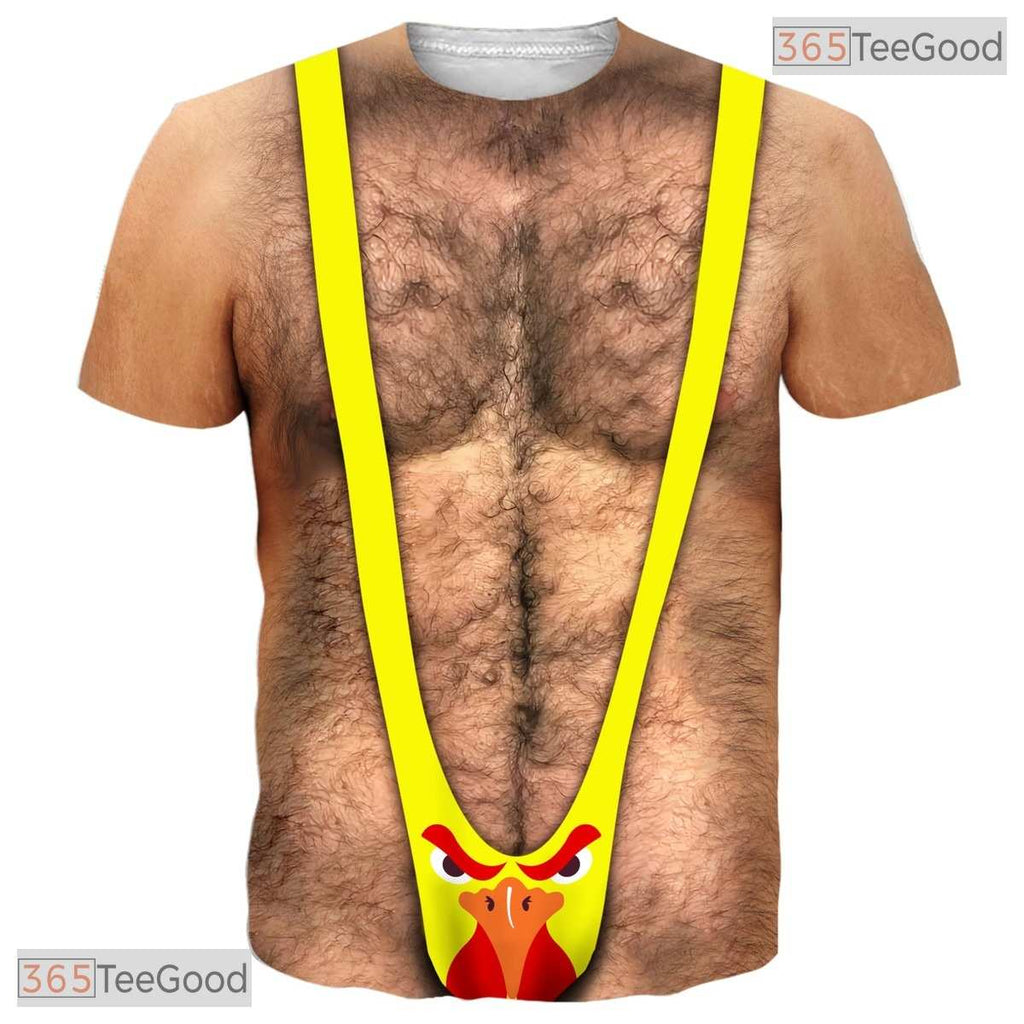 Shredded Fake Abs Hairy Chest Costume Novelty 3D Printed Casual Unisex Tee Shirt