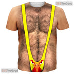 Shredded Fake Abs Hairy Chest Costume Novelty 3D Printed Casual Unisex Tee Shirt