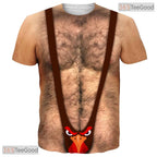 Hilarious Hairy Chest Fake Abs Costume Novelty 3D Printed Casual Unisex Tee Shirt Top