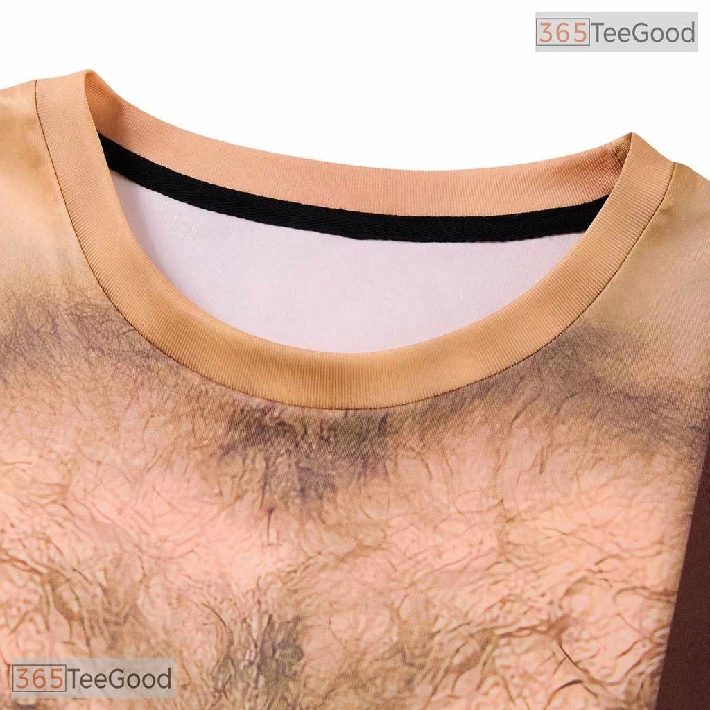 Hilarious Hairy Chest Fake Abs Costume Novelty 3D Printed Casual Unisex Tee Shirt Top