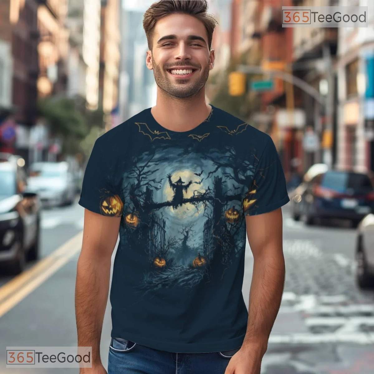 Spooky Halloween Pumpkin Graphic 3D Pattern Printed Casual Unisex T-Shirt Styles