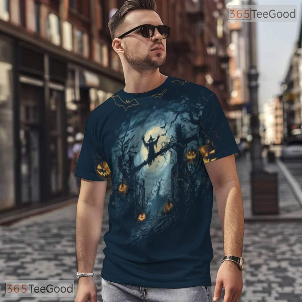 Spooky Halloween Pumpkin Graphic 3D Pattern Printed Casual Unisex T-Shirt Styles