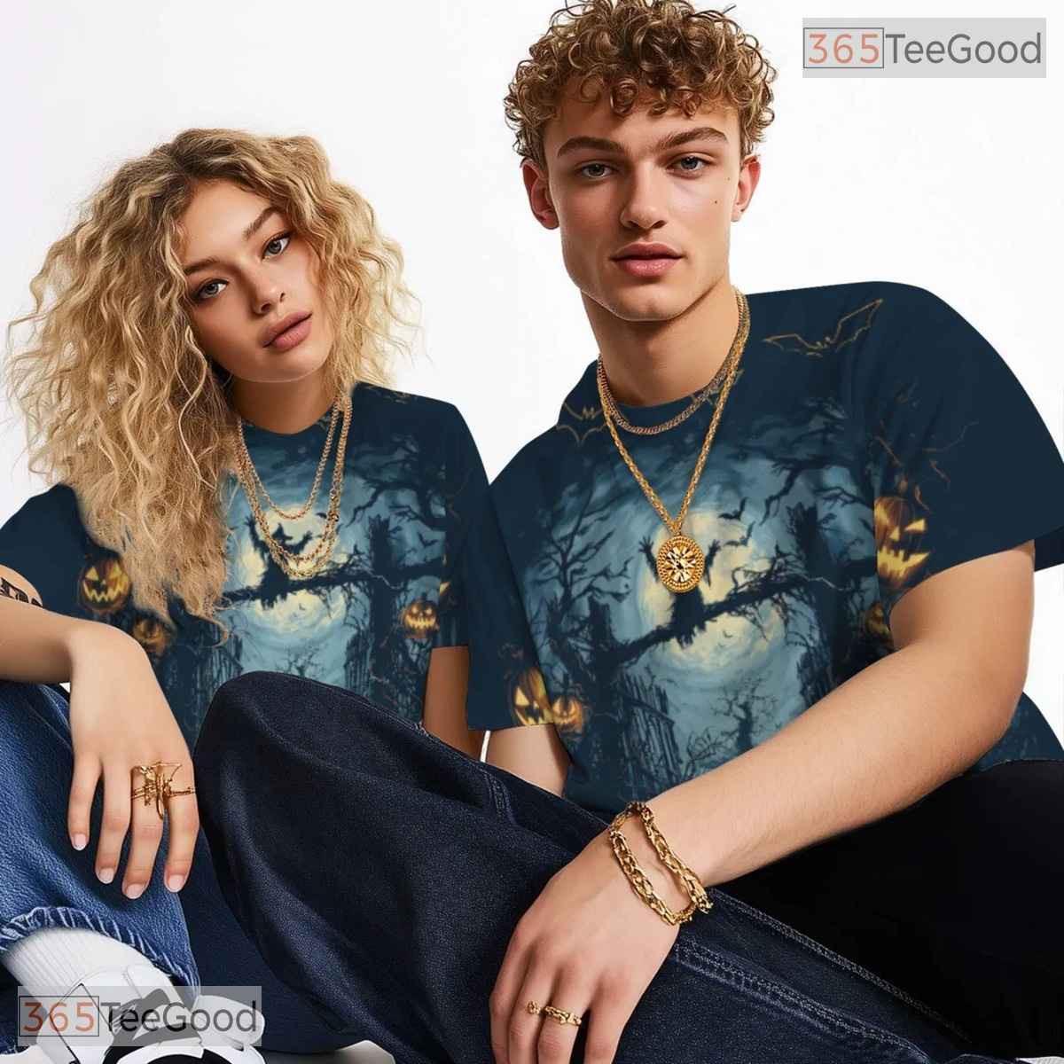 Spooky Halloween Pumpkin Graphic 3D Pattern Printed Casual Unisex T-Shirt Styles