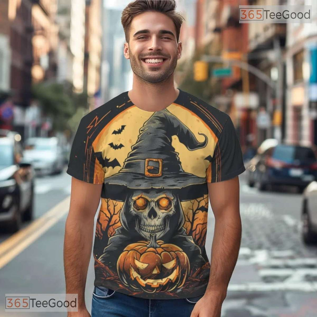 Spooky Halloween Pumpkin Scary Costume 3D Printed Casual Short Sleeve Unisex Tee