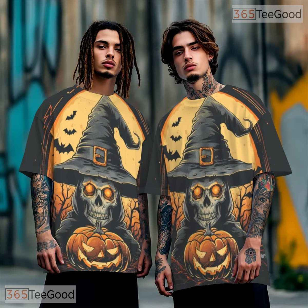 Spooky Halloween Pumpkin Scary Costume 3D Printed Casual Short Sleeve Unisex Tee