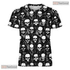 Grey Halloween Spooky Novelty Graphic 3D Pattern Printed Casual Unisex Tee Shirt Tops