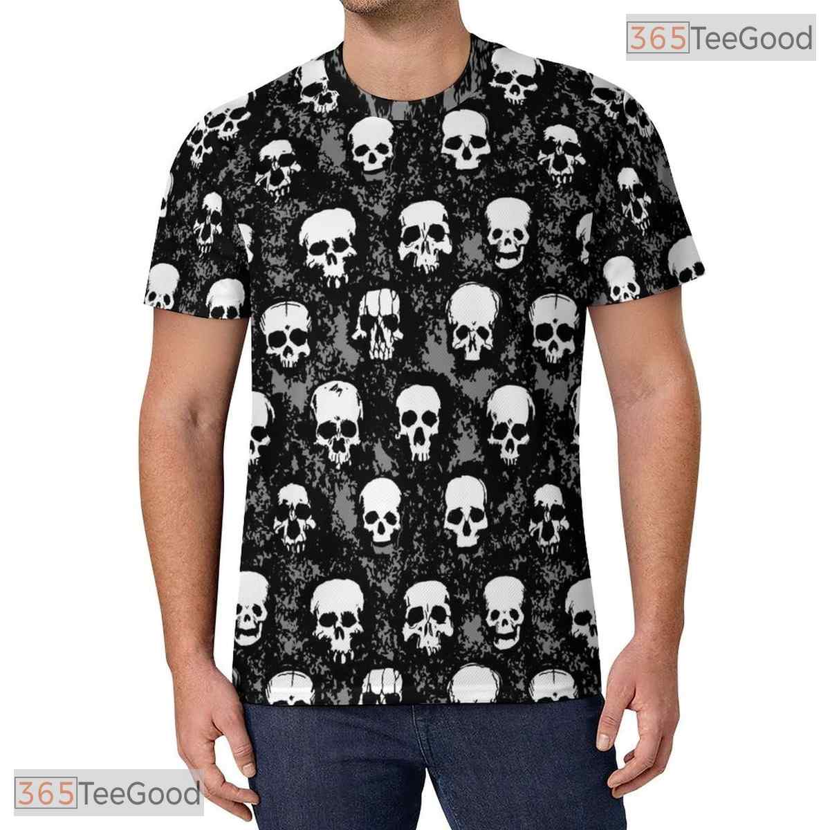 Grey Halloween Spooky Novelty Graphic 3D Pattern Printed Casual Unisex Tee Shirt Tops