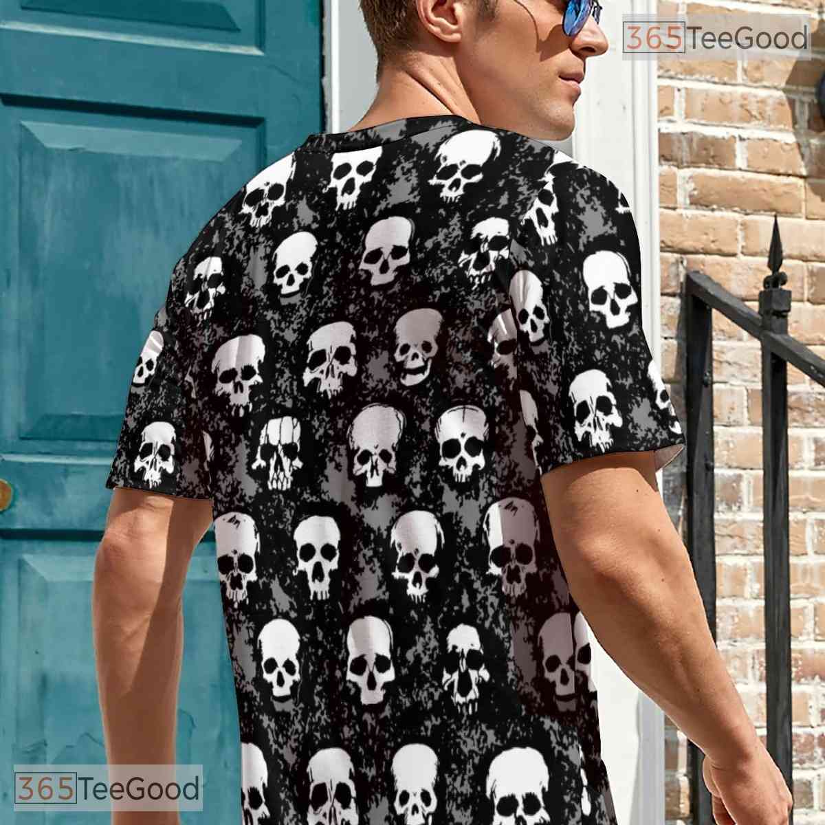 Grey Halloween Spooky Novelty Graphic 3D Pattern Printed Casual Unisex Tee Shirt Tops