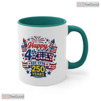 Happy 4th Of July 250 Years USA Patriotic Independence Day Two Tone Ceramic Accent Mug