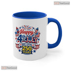 Happy 4th Of July 250 Years USA Patriotic Independence Day Two Tone Ceramic Accent Mug