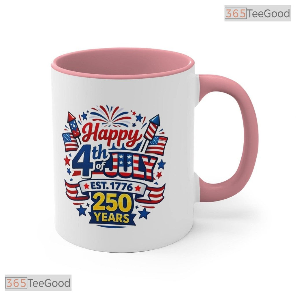 Happy 4th Of July 250 Years USA Patriotic Independence Day Two Tone Ceramic Accent Mug