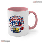 Happy 4th Of July 250 Years USA Patriotic Independence Day Two Tone Ceramic Accent Mug