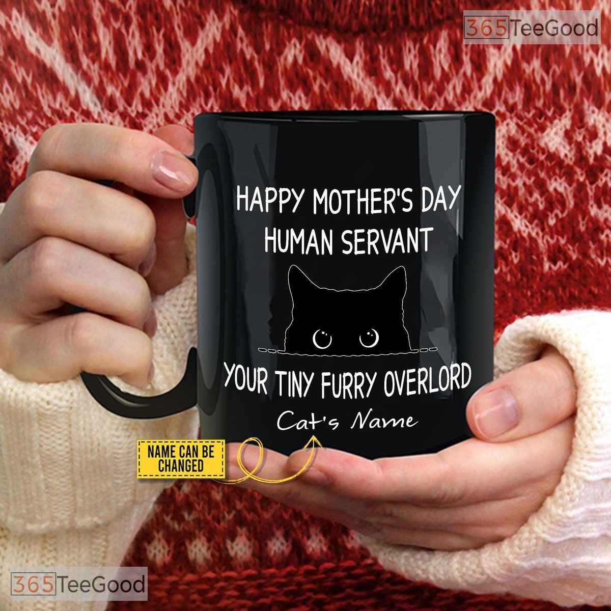 Personalized Human Servant Funny Cat Mom Mug - Happy Mothers Day Custom Ceramic Accent Mug