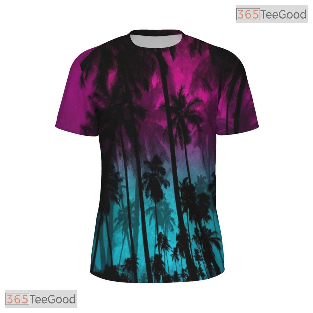 Tropical Hawaiian Coconut Tree Beach Graphic 3D Printed Casual Unisex T-Shirt
