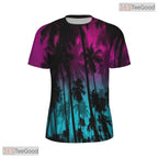 Tropical Hawaiian Coconut Tree Beach Graphic 3D Printed Casual Unisex T-Shirt