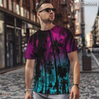 Tropical Hawaiian Coconut Tree Beach Graphic 3D Printed Casual Unisex T-Shirt