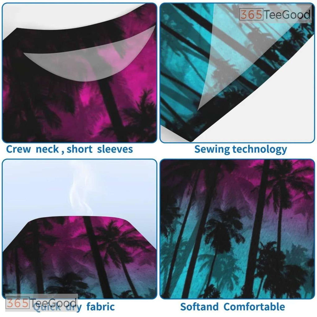 Tropical Hawaiian Coconut Tree Beach Graphic 3D Printed Casual Unisex T-Shirt