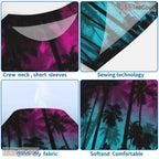 Tropical Hawaiian Coconut Tree Beach Graphic 3D Printed Casual Unisex T-Shirt