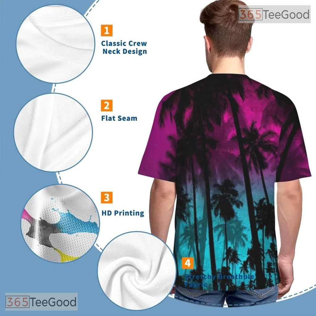 Tropical Hawaiian Coconut Tree Beach Graphic 3D Printed Casual Unisex T-Shirt