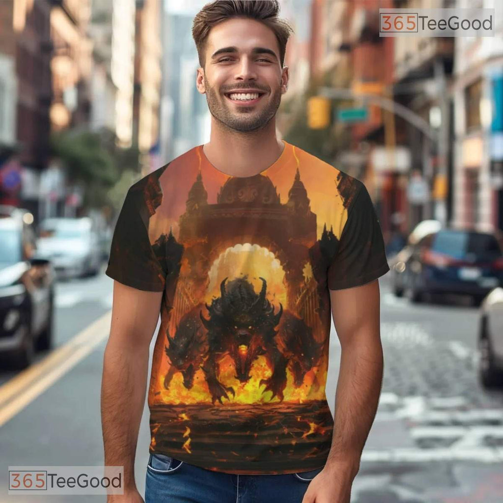 Mythical Hell Hound Graphic Art 3D Pattern Printed Casual Unisex T-Shirt Styles