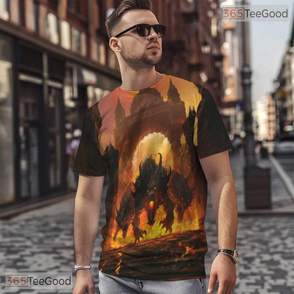 Mythical Hell Hound Graphic Art 3D Pattern Printed Casual Unisex T-Shirt Styles