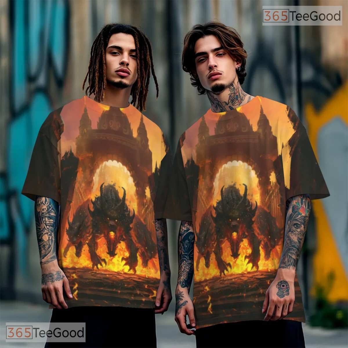 Mythical Hell Hound Graphic Art 3D Pattern Printed Casual Unisex T-Shirt Styles