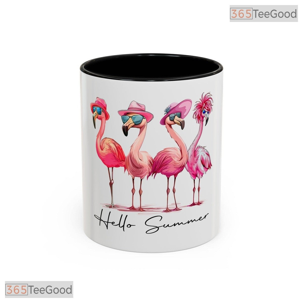 Hello Summer Flamingo Beach Mug - Tropical Vacation Theme Gift Ceramic Accent Mug