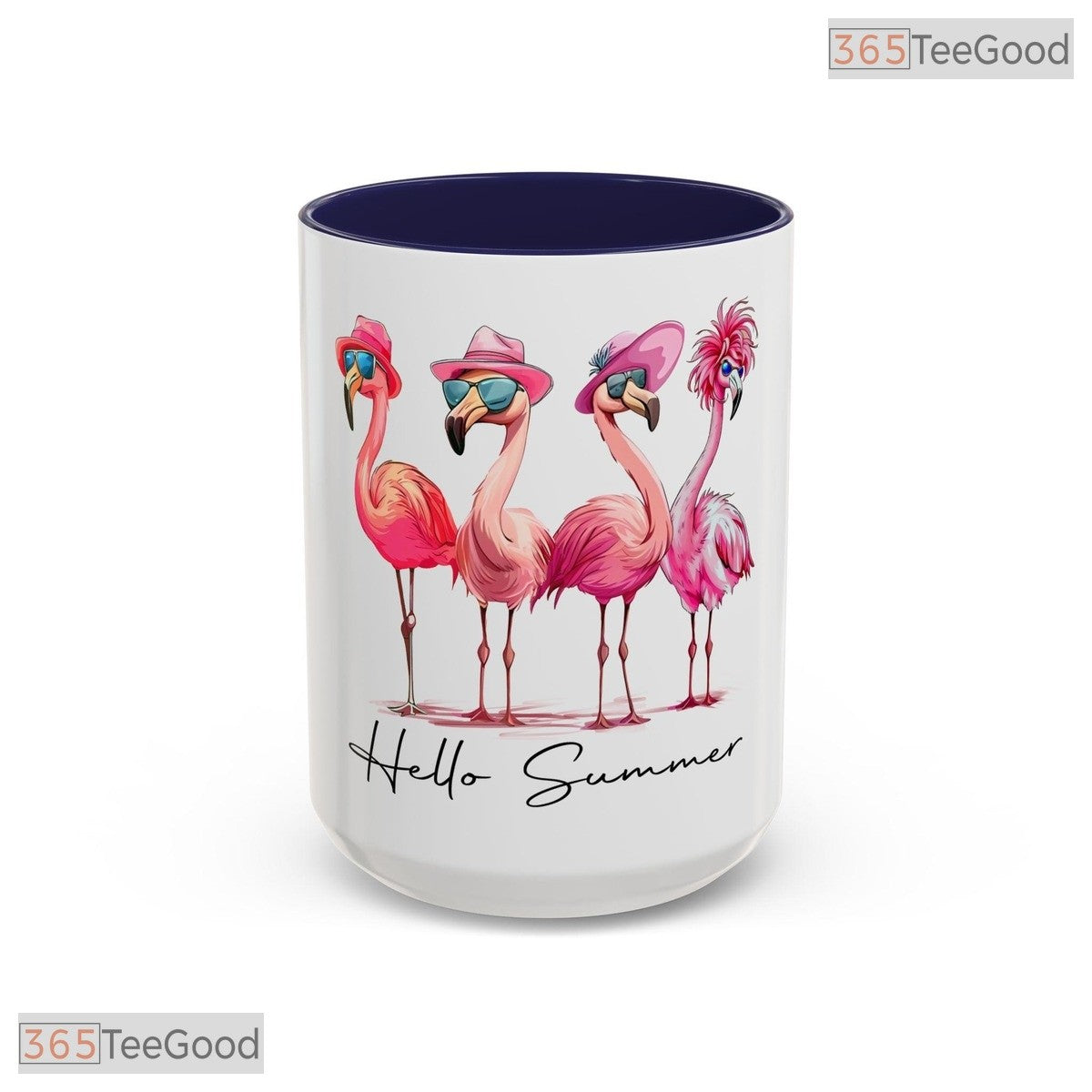 Hello Summer Flamingo Beach Mug - Tropical Vacation Theme Gift Ceramic Accent Mug