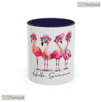 Hello Summer Flamingo Beach Mug - Tropical Vacation Theme Gift Ceramic Accent Mug