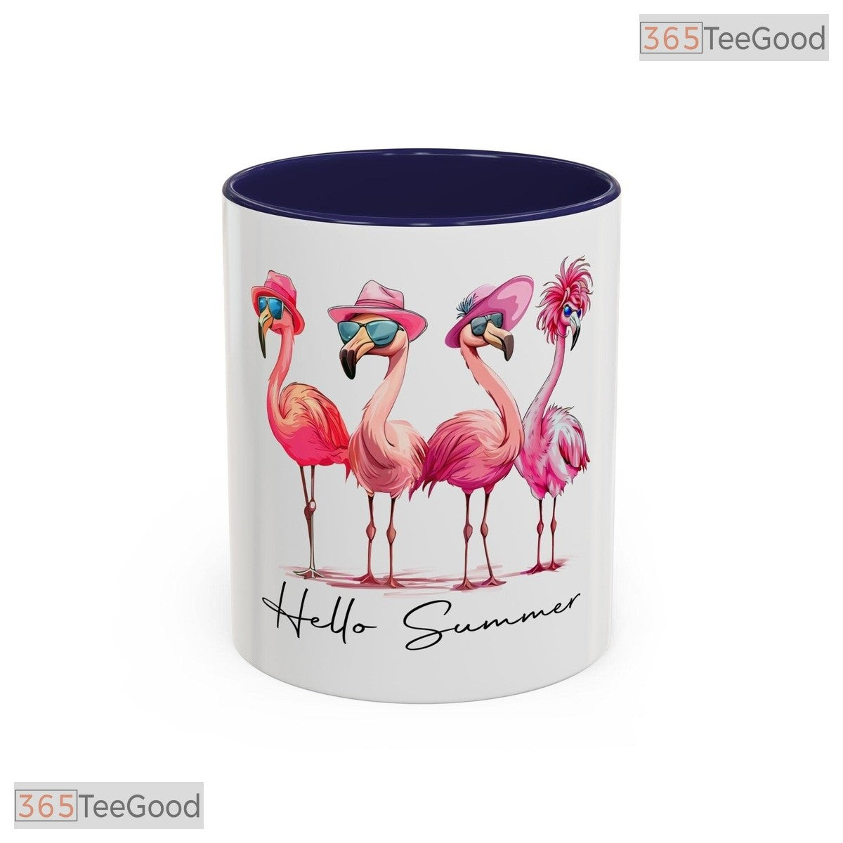 Hello Summer Flamingo Beach Mug - Tropical Vacation Theme Gift Ceramic Accent Mug
