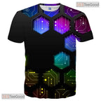 Futuristic Hexagon Grid Pattern 3D Printed Casual Unisex Short Sleeve Tee Shirt