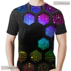 Futuristic Hexagon Grid Pattern 3D Printed Casual Unisex Short Sleeve Tee Shirt