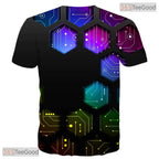 Futuristic Hexagon Grid Pattern 3D Printed Casual Unisex Short Sleeve Tee Shirt