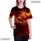 Burning Flame Fire Space Graphic 3D Printed Casual Unisex Short Sleeve T-Shirt