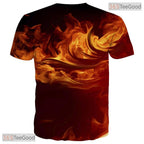 Burning Flame Fire Space Graphic 3D Printed Casual Unisex Short Sleeve T-Shirt