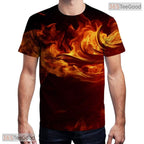 Burning Flame Fire Space Graphic 3D Printed Casual Unisex Short Sleeve T-Shirt